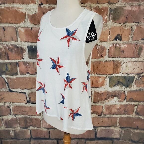 CHASER American Flag Stars Tank Top NWT M - Picture 4 of 8